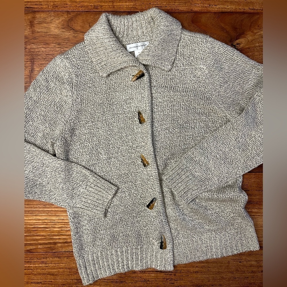 Christopher & Bank Heathered Horn Replica Button Front Cardigan / Med